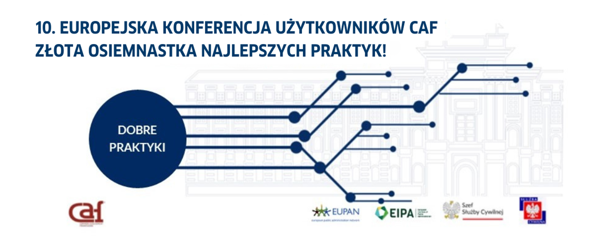 grafika z konturem KPRM, pod grafiką logo służby cywilnej, EUPAN, EIPA, CAF